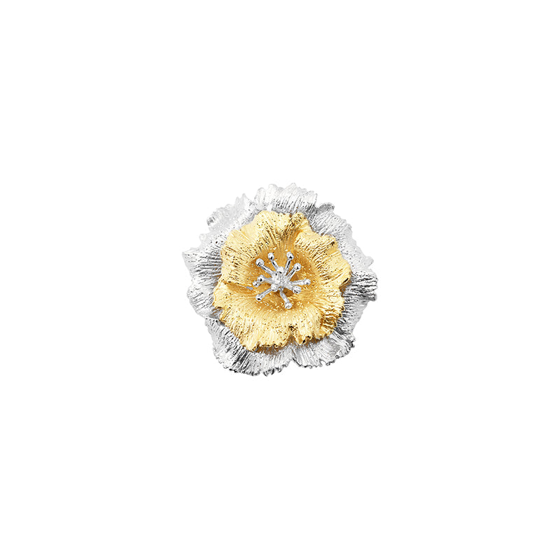 Fleur- Spilla in argento placcato platino Pre order