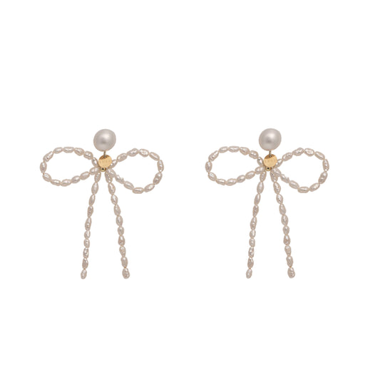 BIG BOW- Orecchini fiocco con perle